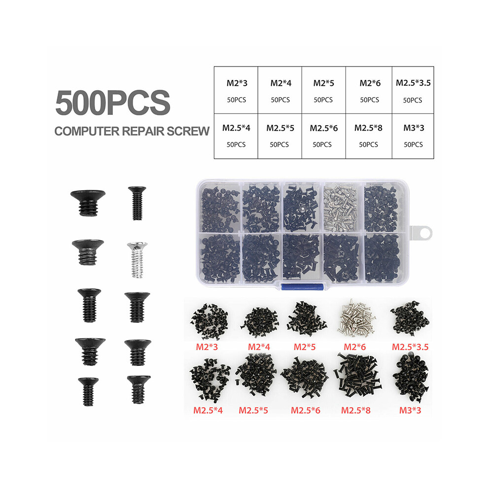 500Pcs Laptop Computer Screws Set For Hp Dell Lenovo Sony Toshiba Samsung 320997700388