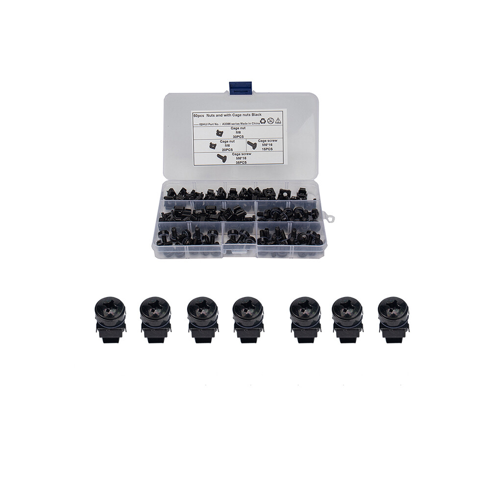 50Pcs M6 Square Hole Hardware Cage Nuts & Mounting Screws (M6*16) For Server Rack And Cabinet 320997701590
