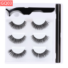 (GQ03) 3 Pair Reusable Magnetic False Eyelashes 3D Natural Lashes Extension w/ Tweezer Eyeliner