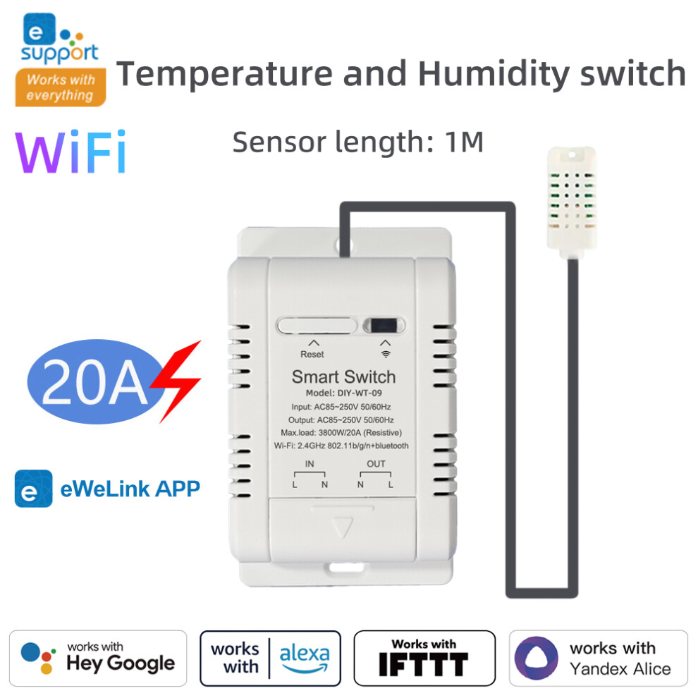 (Temperature&Humidity Switch) 20A Ewelink Temperature & Humidity Switch Smart Share Control For Google/Alexa 110691392398