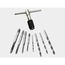Handle Ratchet Tap Wrench + M3-M6 Machine Screw Thread Metric Plug Taps 9pcs Set