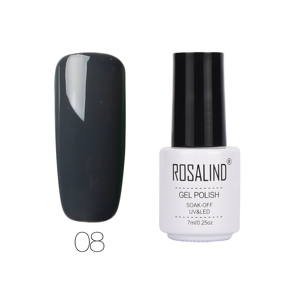 (#08) ROSALIND Nail Art 7ML Gel Polish Semi Permanent Varnish Manicure Primer Top Coat