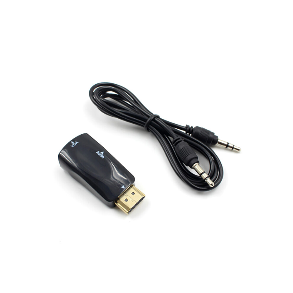 (Black) 1080P Hdmi-Compatible Male To Vga Female Adapter Video Converter With 3.5Mm Audio Output Black 110691375834