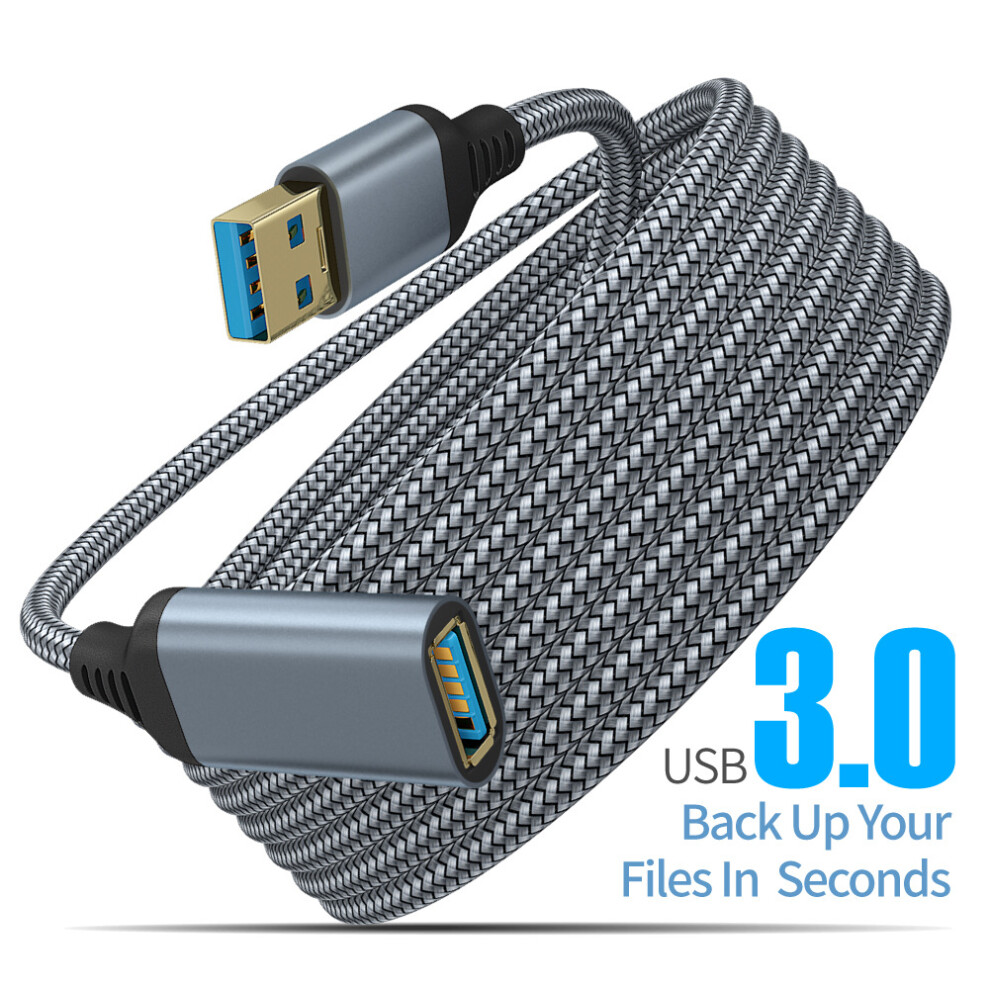 ((Grey) 1.6Ft) 16Ft Usb 3.0 Camera Extender Extension Cable Braided Cord Male To Female 5Gbps Grey 110691388025