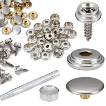 (Silver) 62pcs Snap Fastener Kit Stainless Steel Canvas to Screw Press Stud Boat Cover Fixed Buckle New