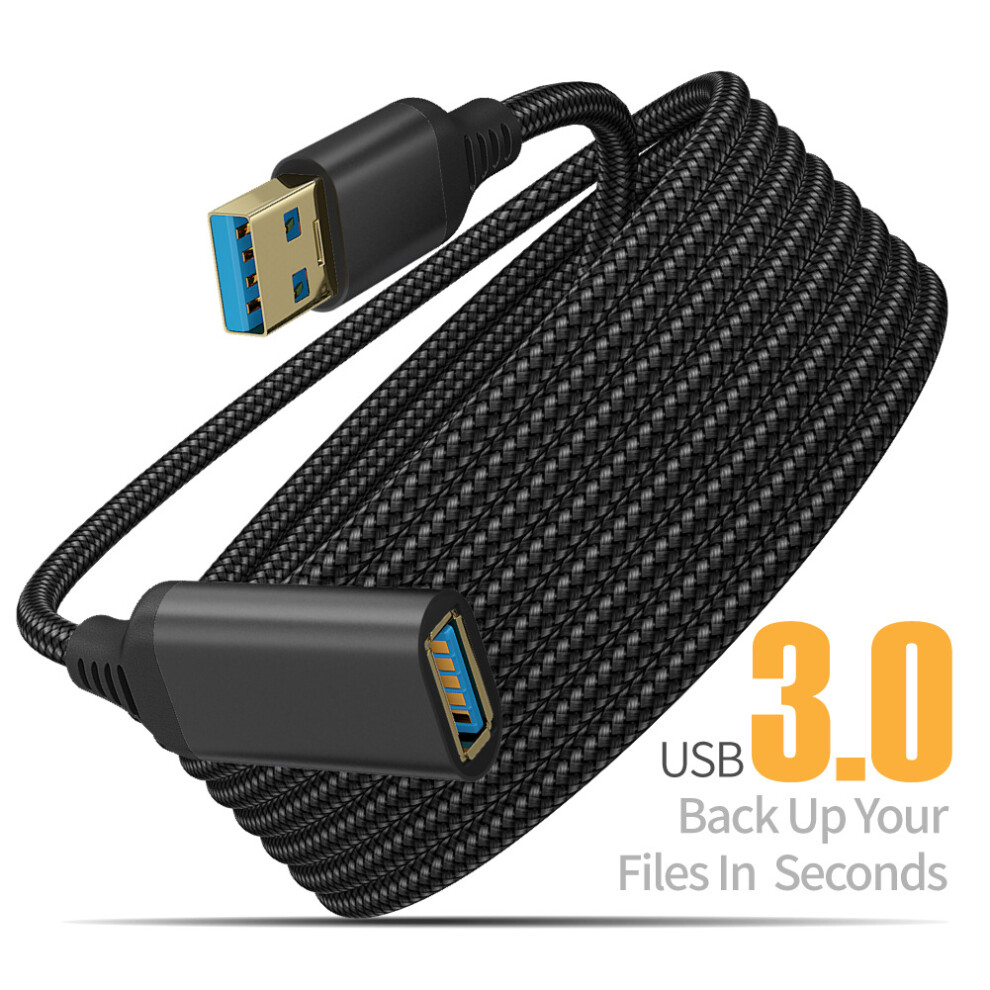 ((Black) 16Ft) 16Ft Usb 3.0 Camera Extender Extension Cable Braided Cord Male To Female 5Gbps Black 110691388018