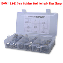 100PC 12.8-23.5mm Anti-corrosion Hydraulic Single Ear Hose Clamps for Water Pipe
