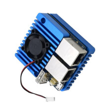 (Blue case+NanoPi R2S) Mini Router with Dual Ethernet Ports, 32GB Flash, Built-in English System, Power Supply & NanoPi R2S Cooling Case