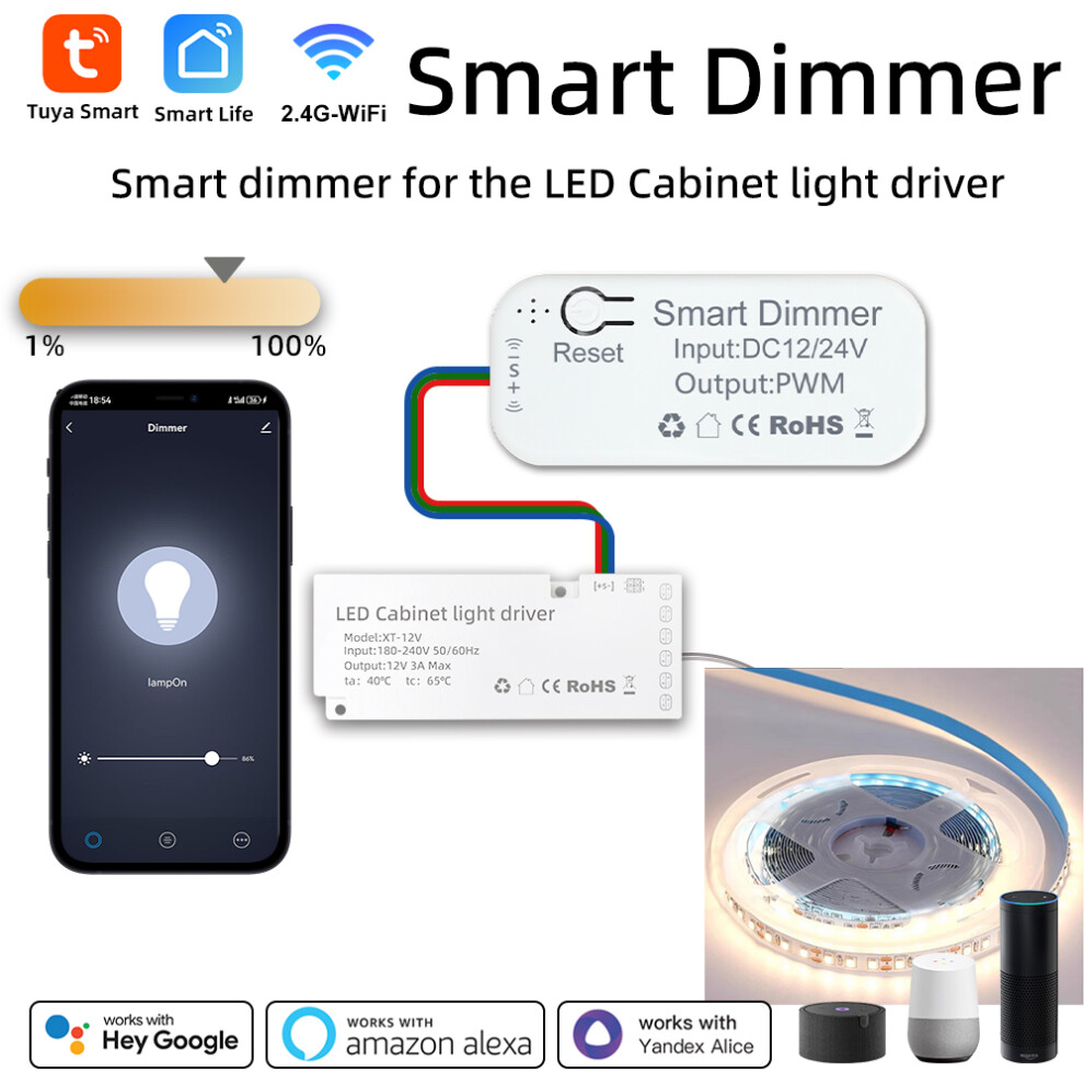 Tuya Wifi Smart Led Cabinet Wardrobe Living Room Dimmer For Alexa Google Home 110691392732