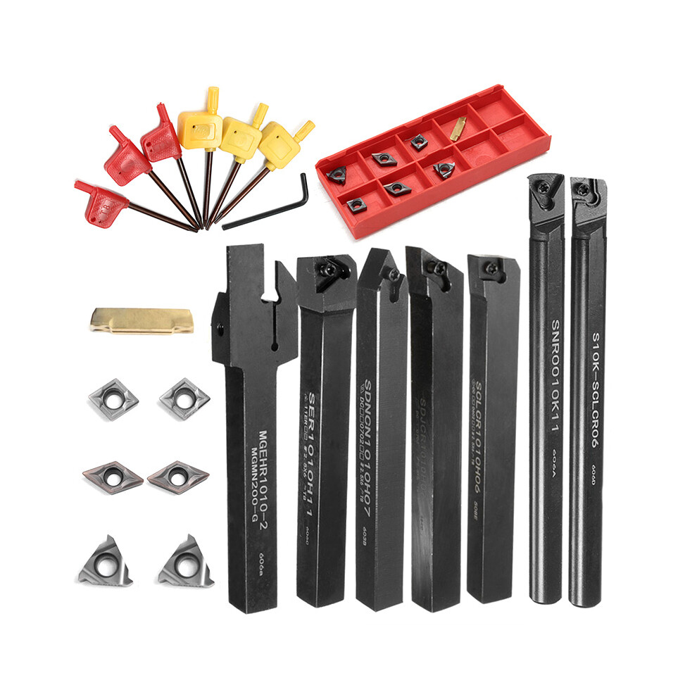 7Pcs 10Mm Shank Lathe Turning Tool Holder Boring Bar With Vp15tf Carbide Inserts 320997708704