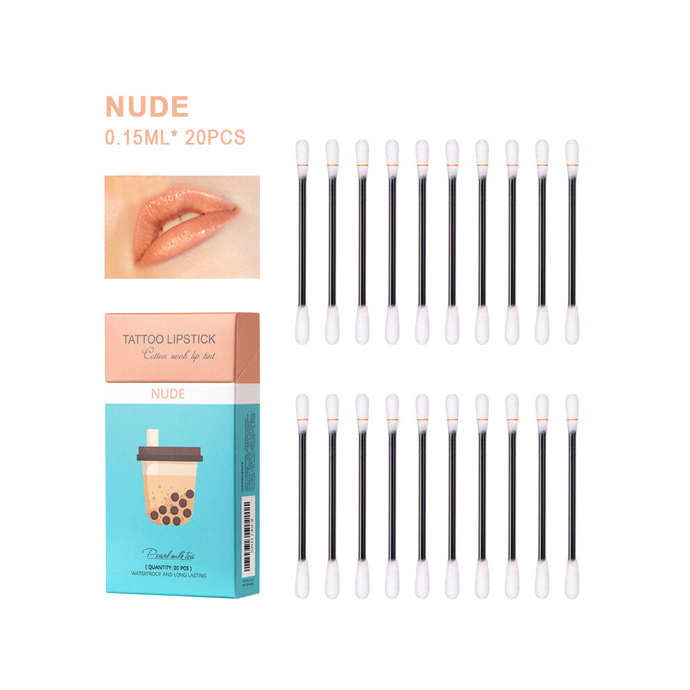 Cream (Nude) 0.15Ml*20Pcs Cotton Swab Disposable Lip Stain Lipstick Lip Glaze Lip Tint Set