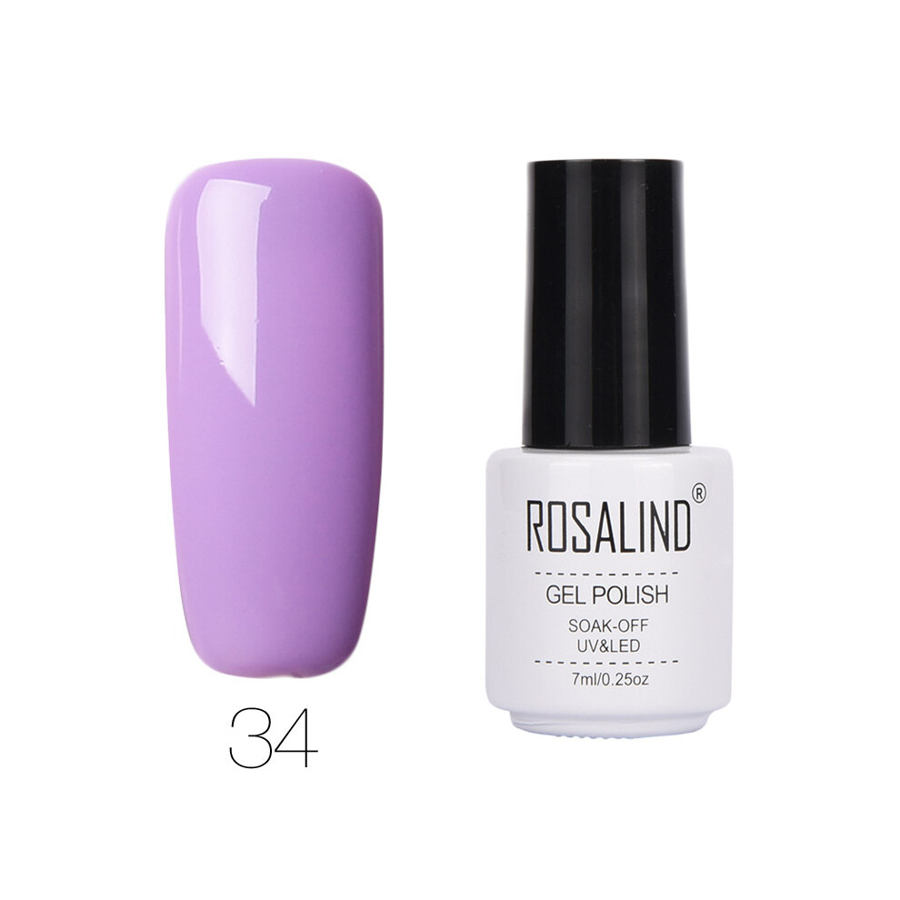 (#34) ROSALIND Nail Art 7ML Gel Polish Semi Permanent Varnish Manicure Primer Top Coat