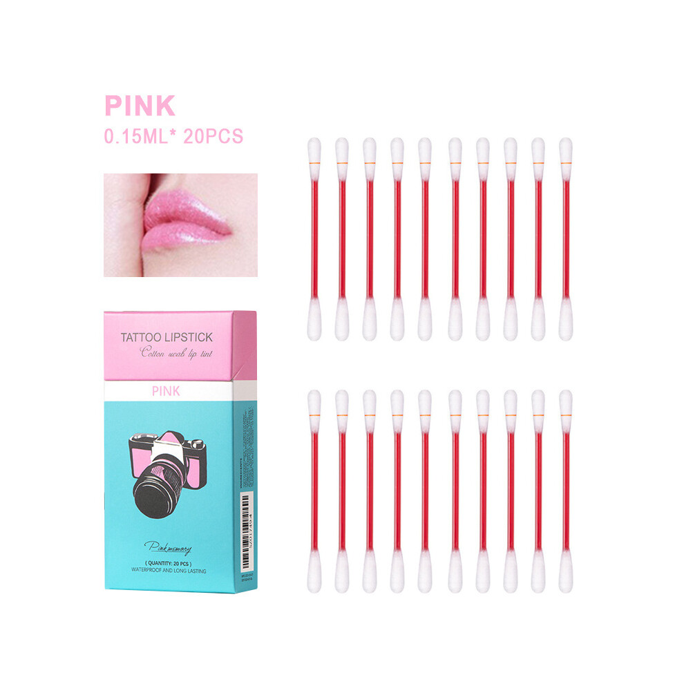 Pink (Pink) 0.15Ml*20Pcs Cotton Swab Disposable Lip Stain Lipstick Lip Glaze Lip Tint Set