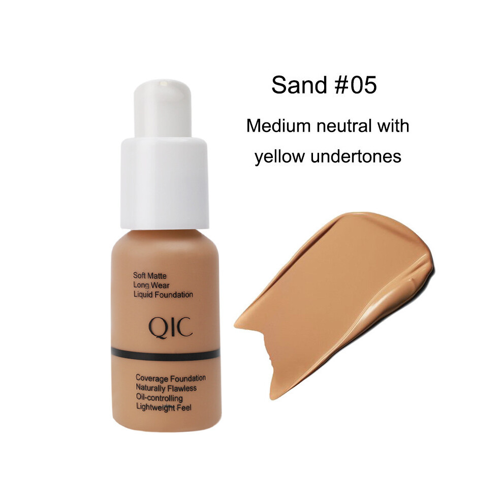 (Sand #05) 30ML Matte Skin Foundation Coverage Face Makeup Moisturizing Even Skin Toning