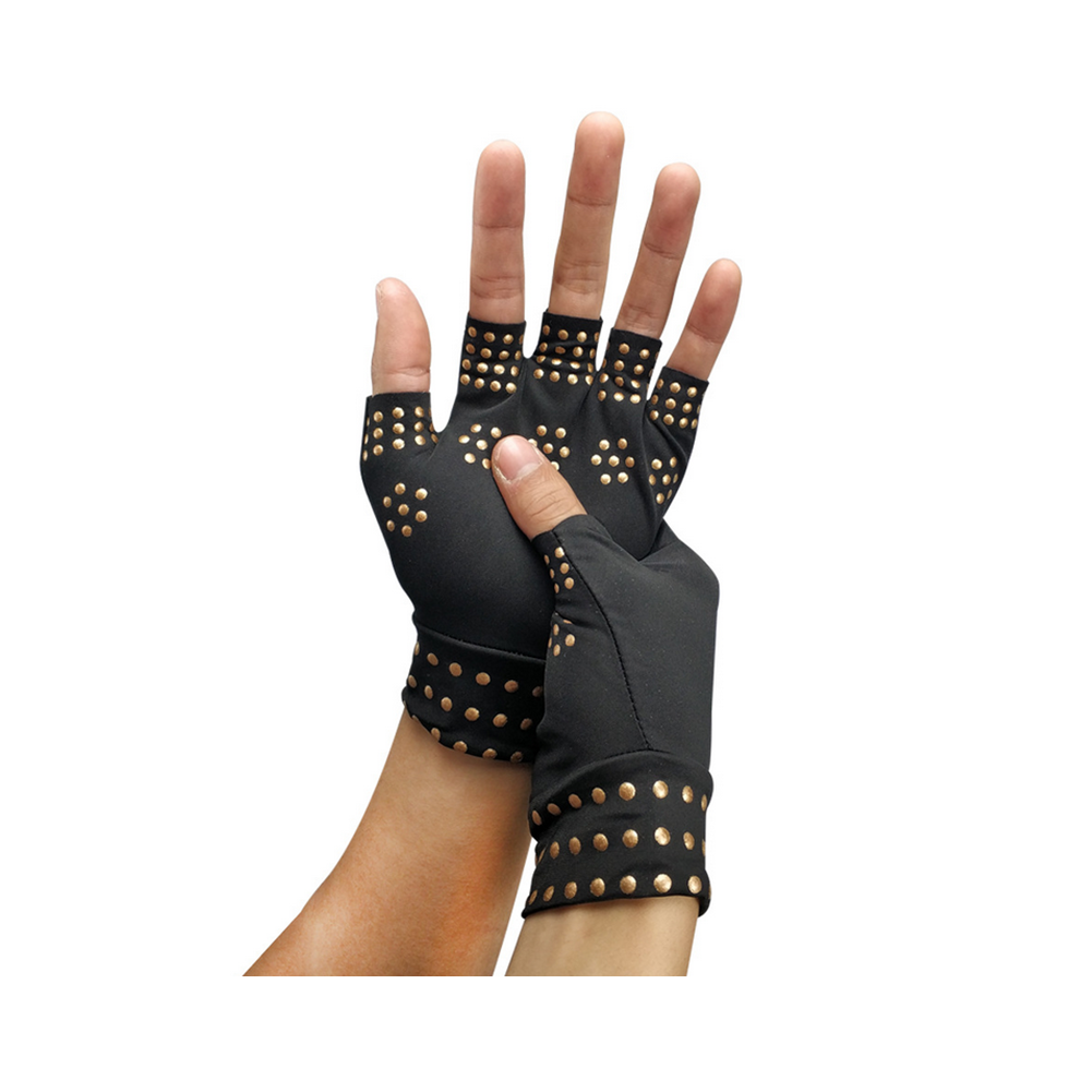 (Black Gold) Magnetic Anti Arthritis Health Compression Therapy Gloves Rheumatoid Hand Pain 110691506795