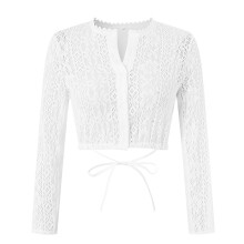 Festive Trachtenbluse Feminine Lace Design German-White M