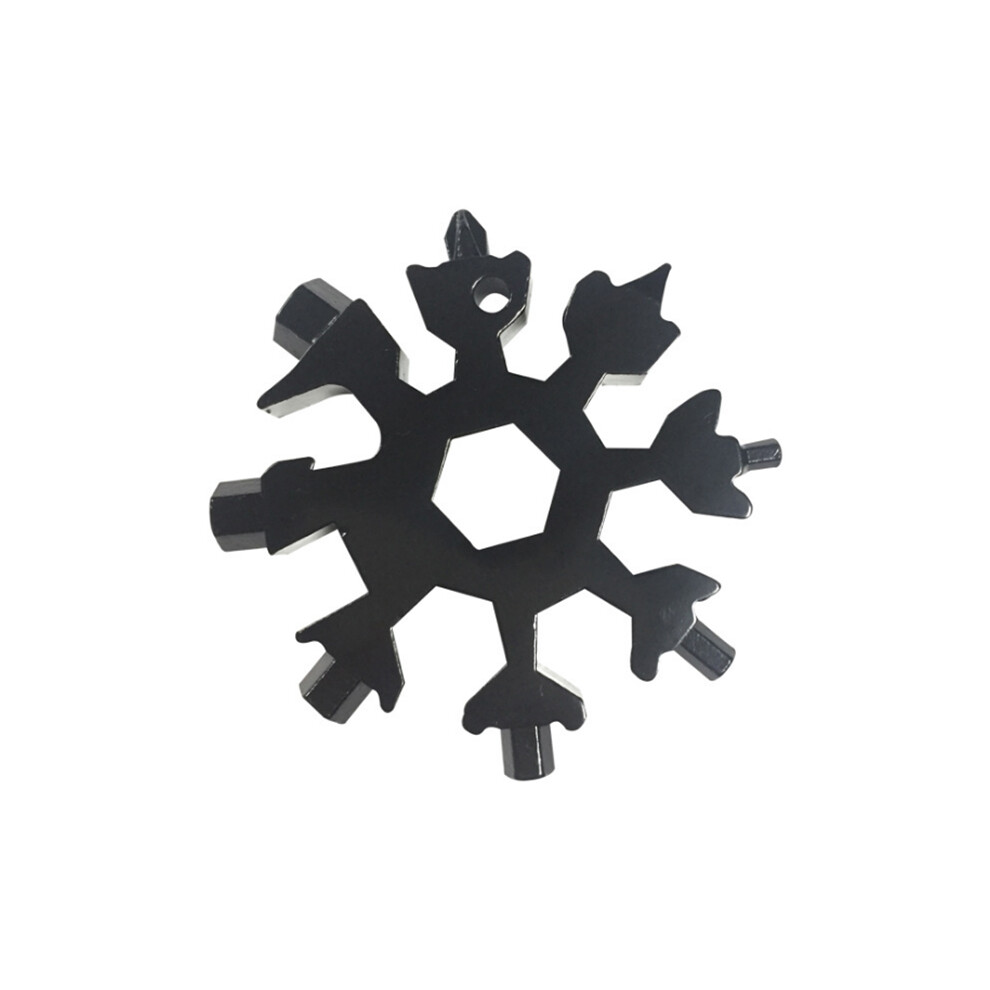 (Black) 18 In 1 Stainless Steel Snowflake Multi-Tool Outdoor Edc Wrench Tools Keychain 115295275955
