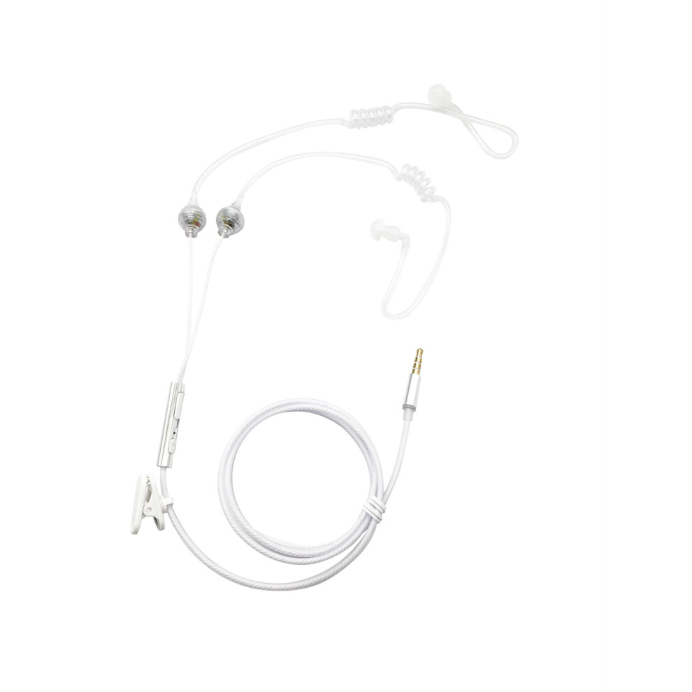 (White) 3.5Mm Mobile Phone Headset Stereo Air Tube Wired Earphone Volume Microphone White 110691390011