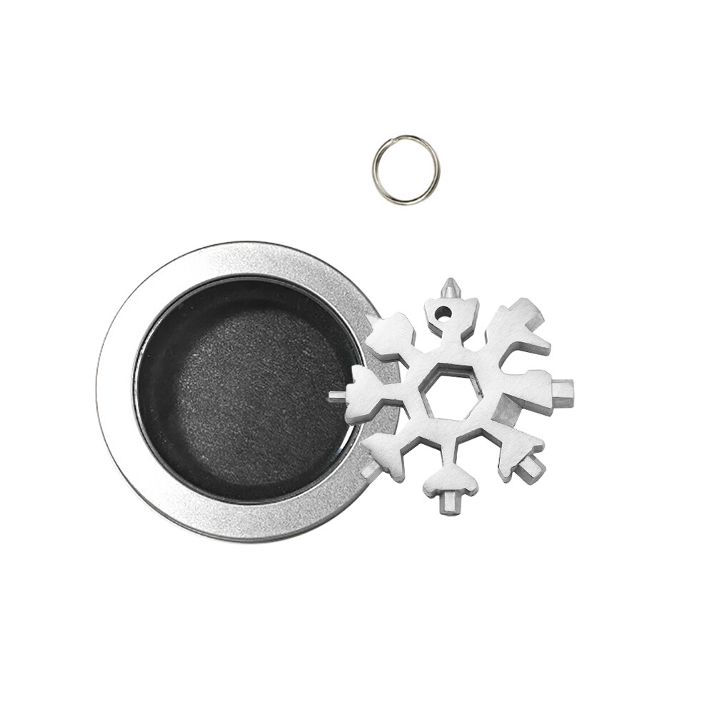 (Silver#) 18 In 1 Stainless Steel Snowflake Multi-Tool Outdoor Edc Wrench Tools Keychain 115295275986