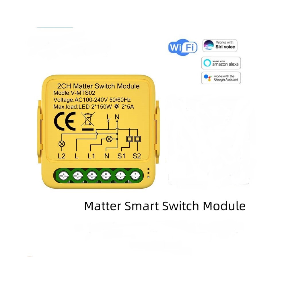 (2Ch) Matter Wifi Smart Switch Module Relay 1/2/3Ch 16A Compatible Homekit Alexa Home 110691389473