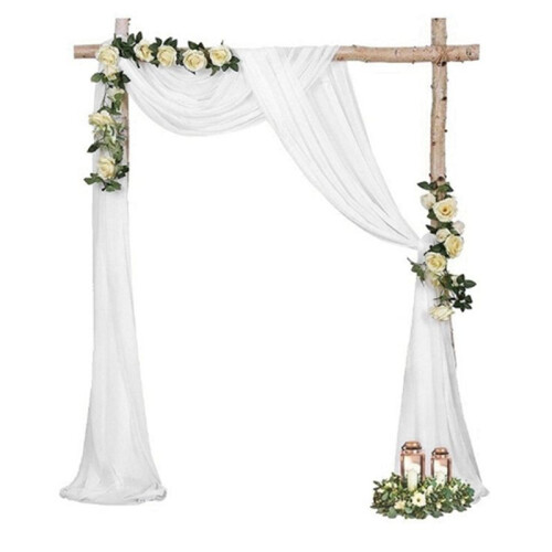 Tecido Drapeado em Arco de Casamento, 2 Painel, 29,5 Polegadas X 19,6 Pés, Cortina Branca de Chiffon Transparente para Cerimônia de Casamento 1