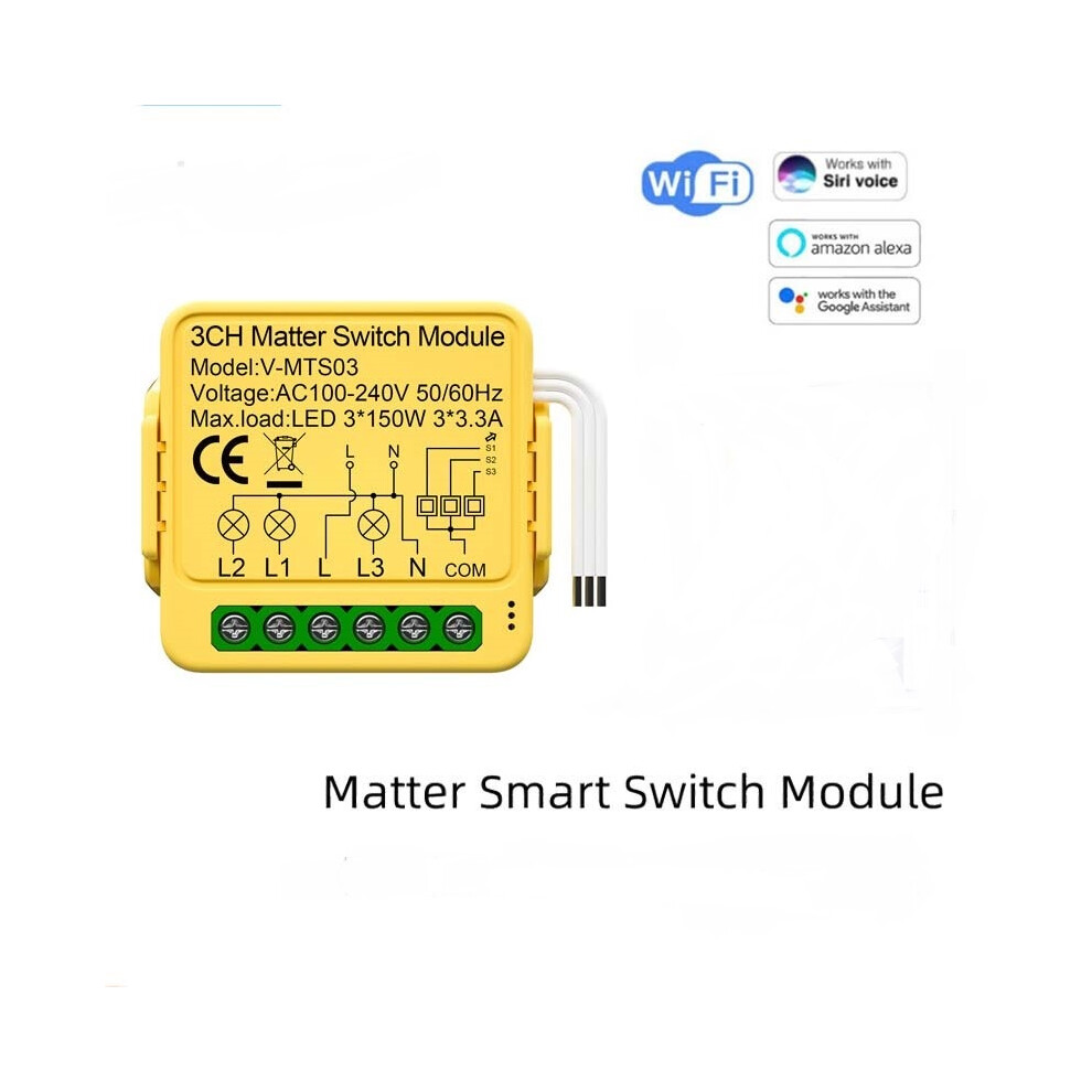 (3Ch) Matter Wifi Smart Switch Module Relay 1/2/3Ch 16A Compatible Homekit Alexa Home 110691389480