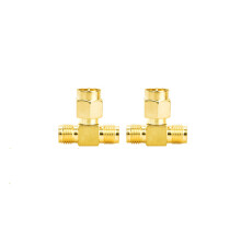 SMA-KJK SMA Male to Dual SMA Female RF Triple Tee Adapter Splitter Connector