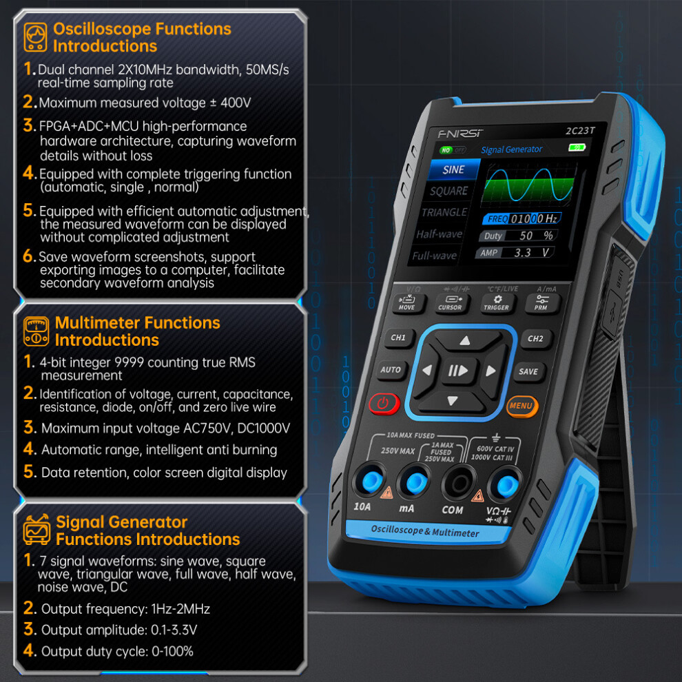 Fnirsi 2C23t Handheld Oscilloscope Digital Multimeter Function Signal Generator 110691390424