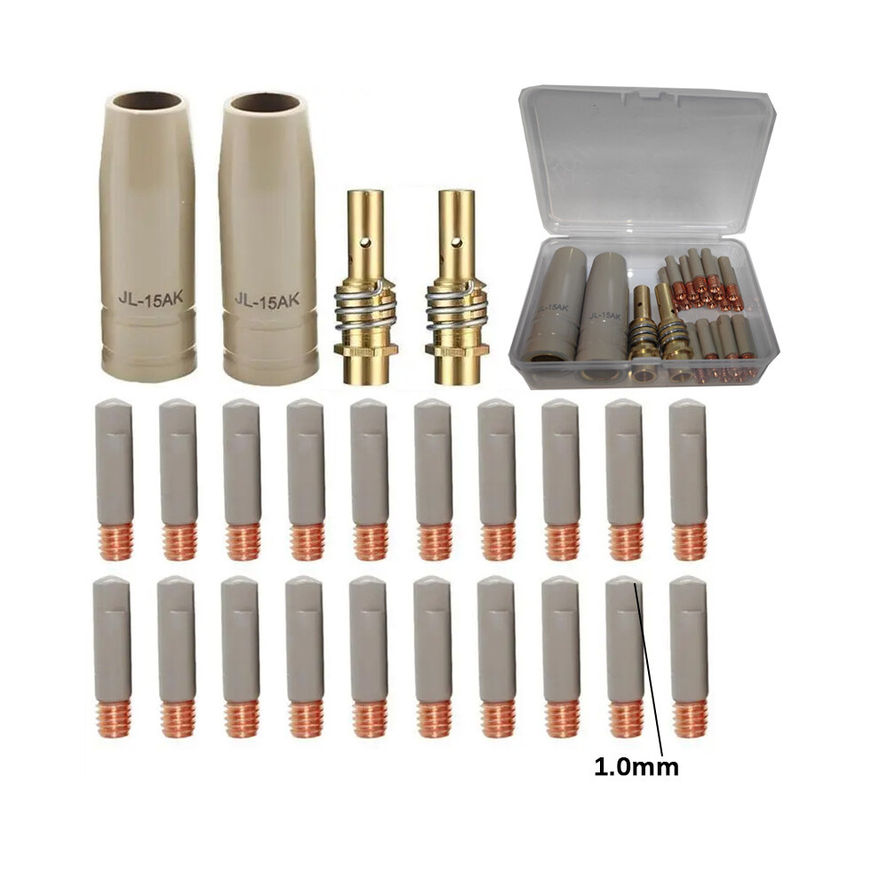 (1.0Mm) 24Pc Welding Contact Tip 0.8/1.0/1.2Mm Protective Airless Nozzle For 15Ak Mig 110691396297