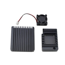 (Black case) Mini Router with Dual Ethernet Ports, 32GB Flash, Built-in English System, Power Supply & NanoPi R2S Cooling Case