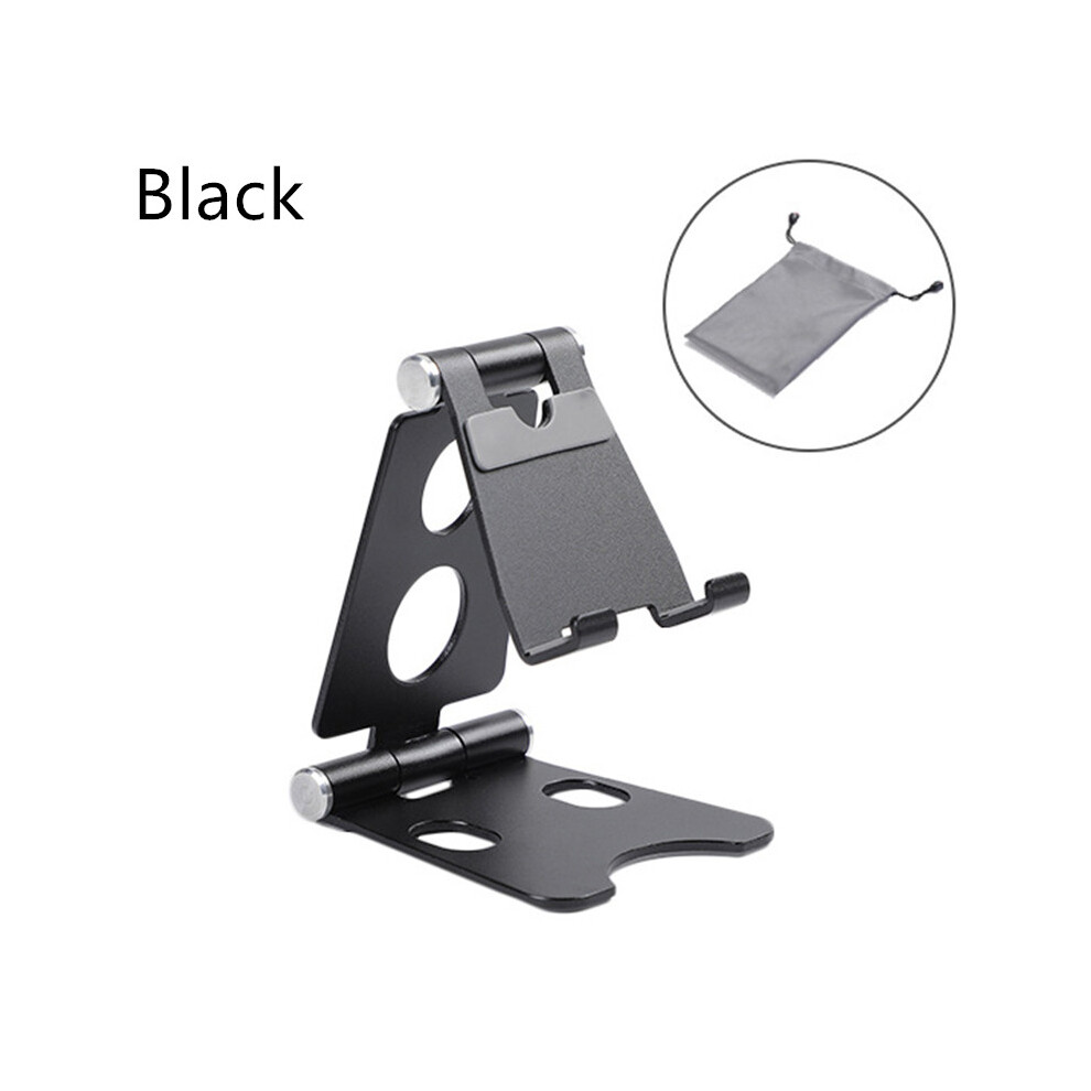 (Black) Universal Foldable Mobile Phone Holder Aluminium Alloy Metal Tablet Stand Black 320997781240