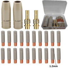 (1.2mm) 24PC 0.8/1.0/1.2mm Welding Contact Tips & Protective Airless Nozzle for 15AK MIG Gun