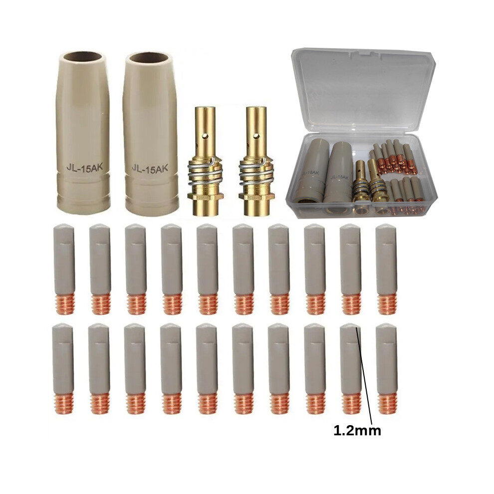 (1.2Mm) 24Pc Welding Contact Tip 0.8/1.0/1.2Mm Protective Airless Nozzle For 15Ak Mig 110691396303