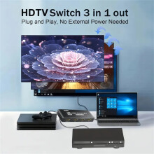 HDMI Switcher 3x1IR Remote Control 4K@120Hz 1080P@240Hz For PS5/ PS4/Xbox/TV/DVD
