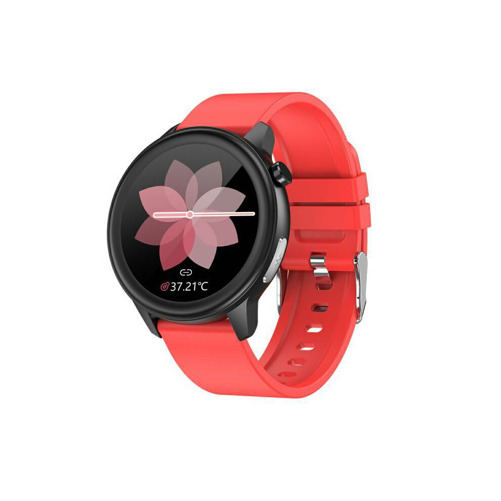 (Red) Smart Watch Android Ios Ip68 Watch E80 Temperature Oxygen Blood Pressure Monitor Sports Fitness Waterproof Sports Watch Red 110691406583