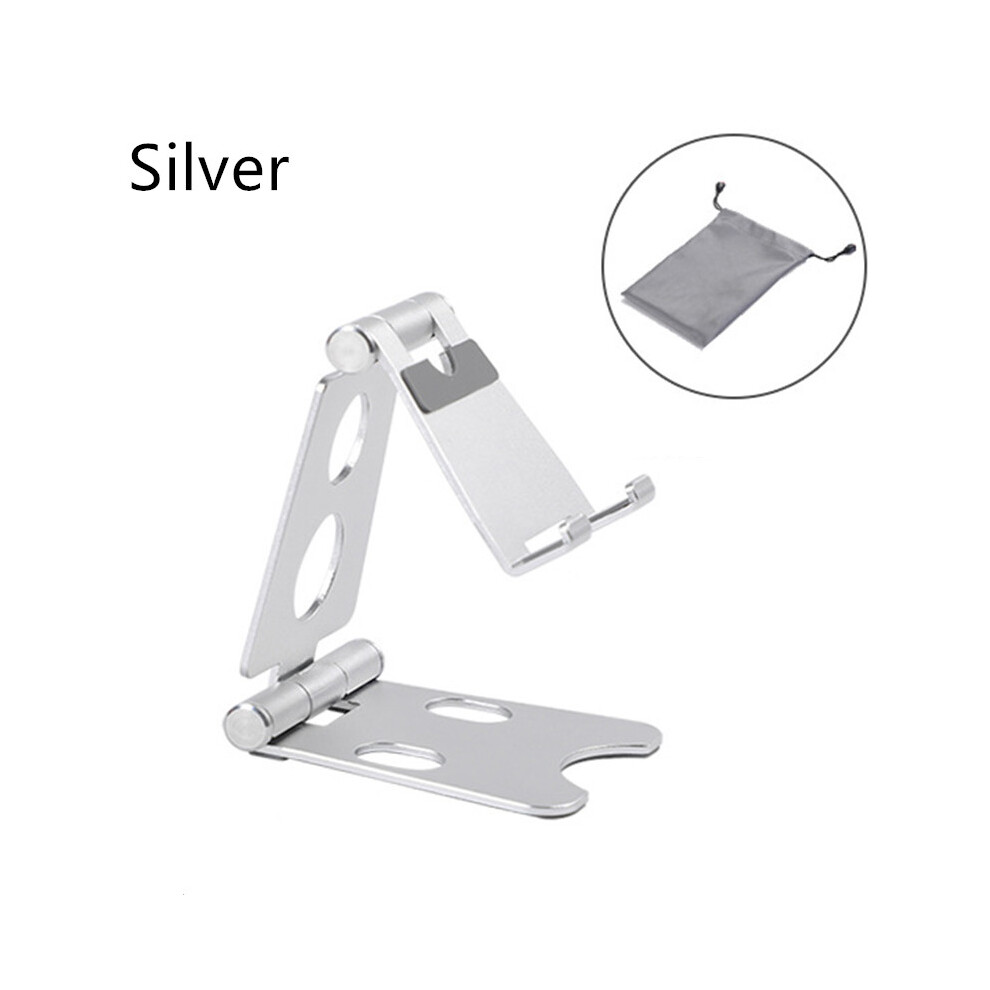 (Silver) Universal Foldable Mobile Phone Holder Aluminium Alloy Metal Tablet Stand Silver 320997781264