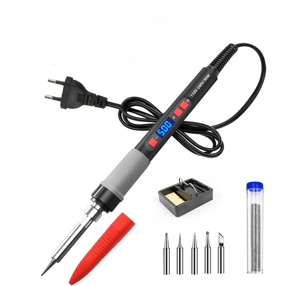 (Eu Plug) 90W Digital Electric Soldering Iron Kit Tempe Adjustable Welding Tool Solder Gun 110691395825