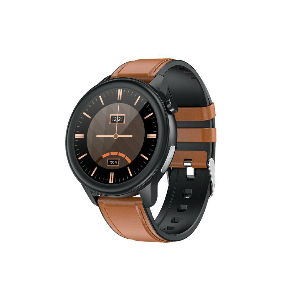 ( Leather) Smart Watch Android Ios Ip68 Watch E80 Temperature Oxygen Blood Pressure Monitor Sports Fitness Waterproof Sports Watch Brown 110691406606