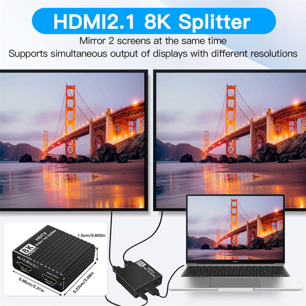 Hdmi 1X2 Splitter Switcher 8K60 /4K120hz/1080P240hz For Tv Box/Xbox/Ps3/4/5 110691396068