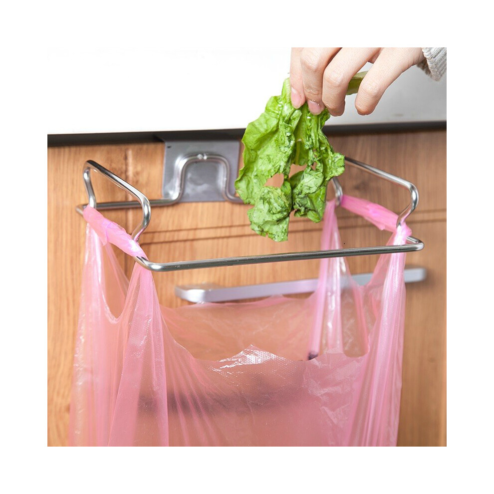 Stainless Steel Kitchen Garbage Bags Hanger Storage Rack Cabinet Door Organizer 320997783336