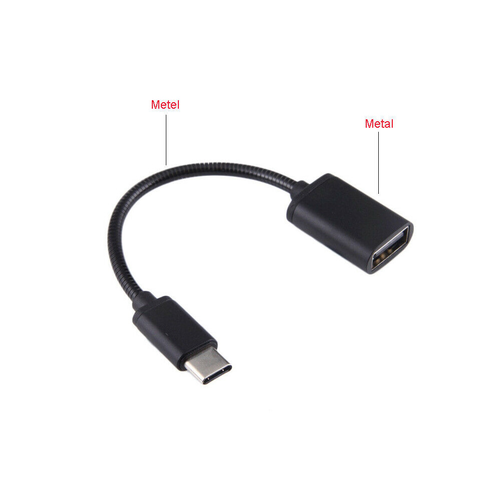 (Black) Metal Usb C 3.1 Type C Male To Usb Female Otg Data Sync Converter Adapter Cable Black 110691398390