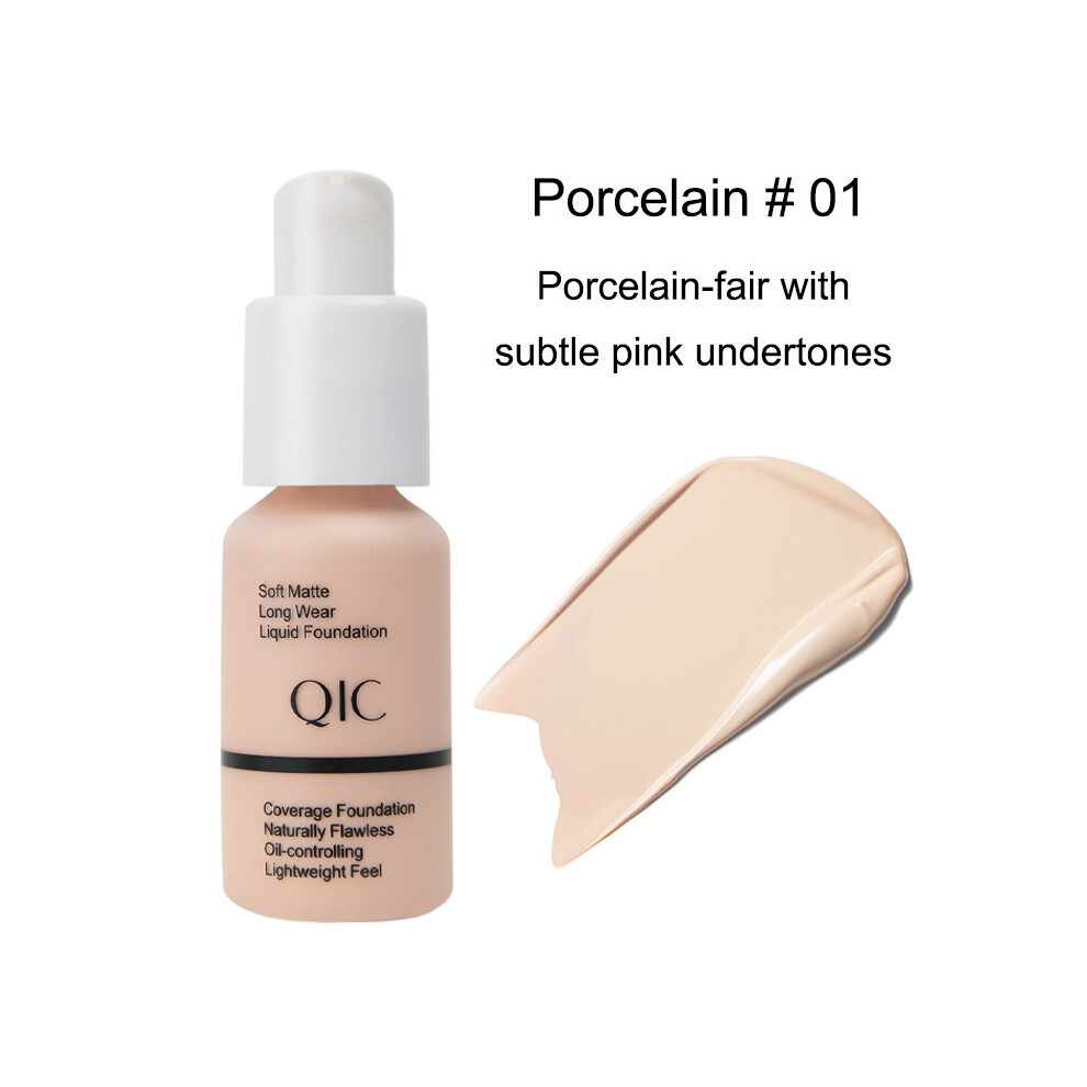 (Porcelain #01) 30ML Matte Skin Foundation Coverage Face Makeup Moisturizing Even Skin Toning