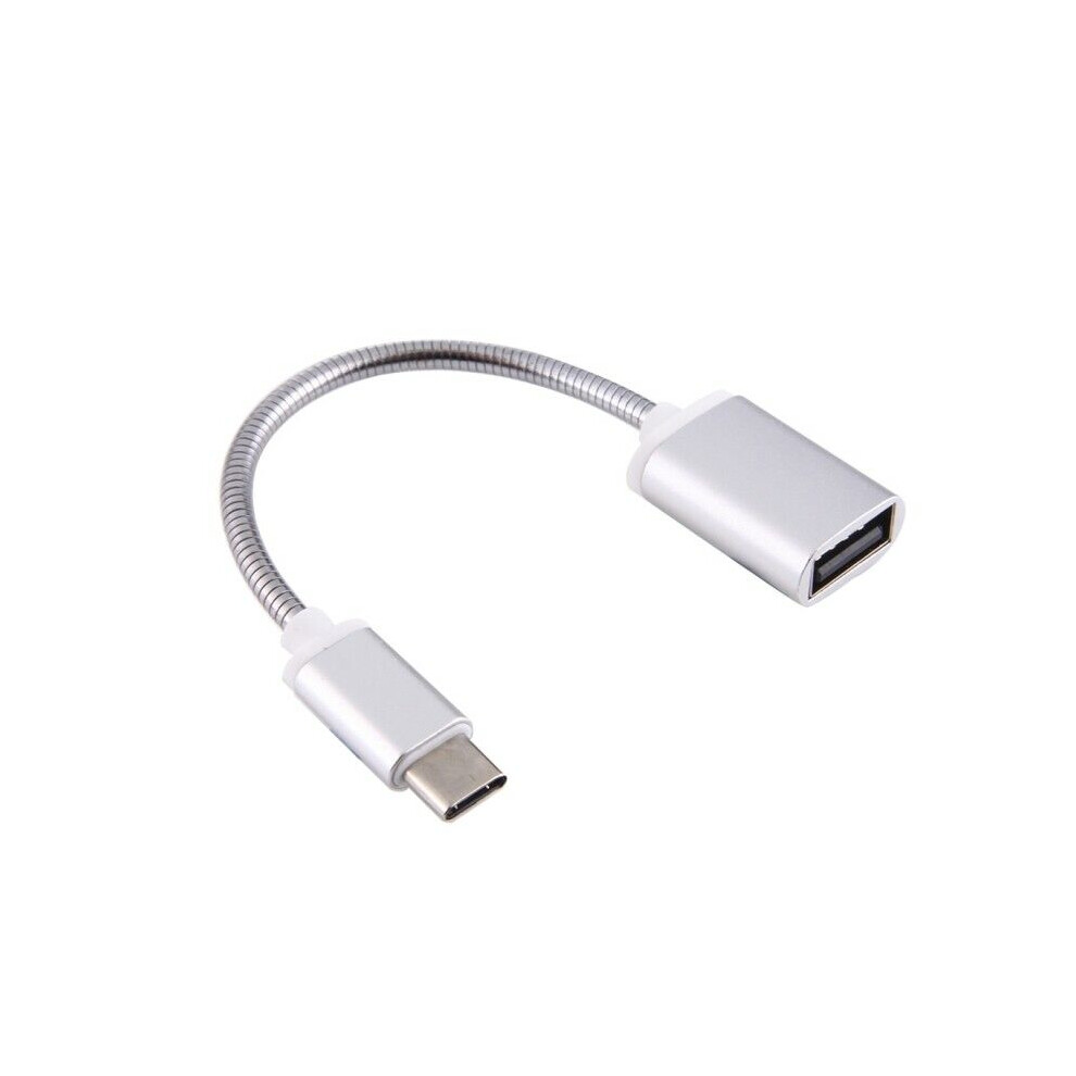 (Silver) Metal Usb C 3.1 Type C Male To Usb Female Otg Data Sync Converter Adapter Cable Silver 110691398406