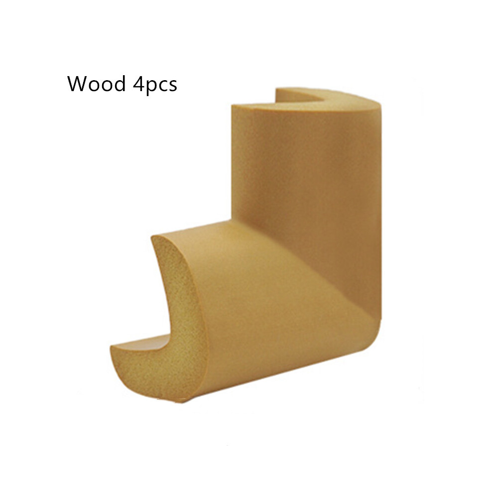 (Wood 4pcs) Baby Safety Table Desk Edge Corner Cushion Guard Strip Softener Bumper Protector