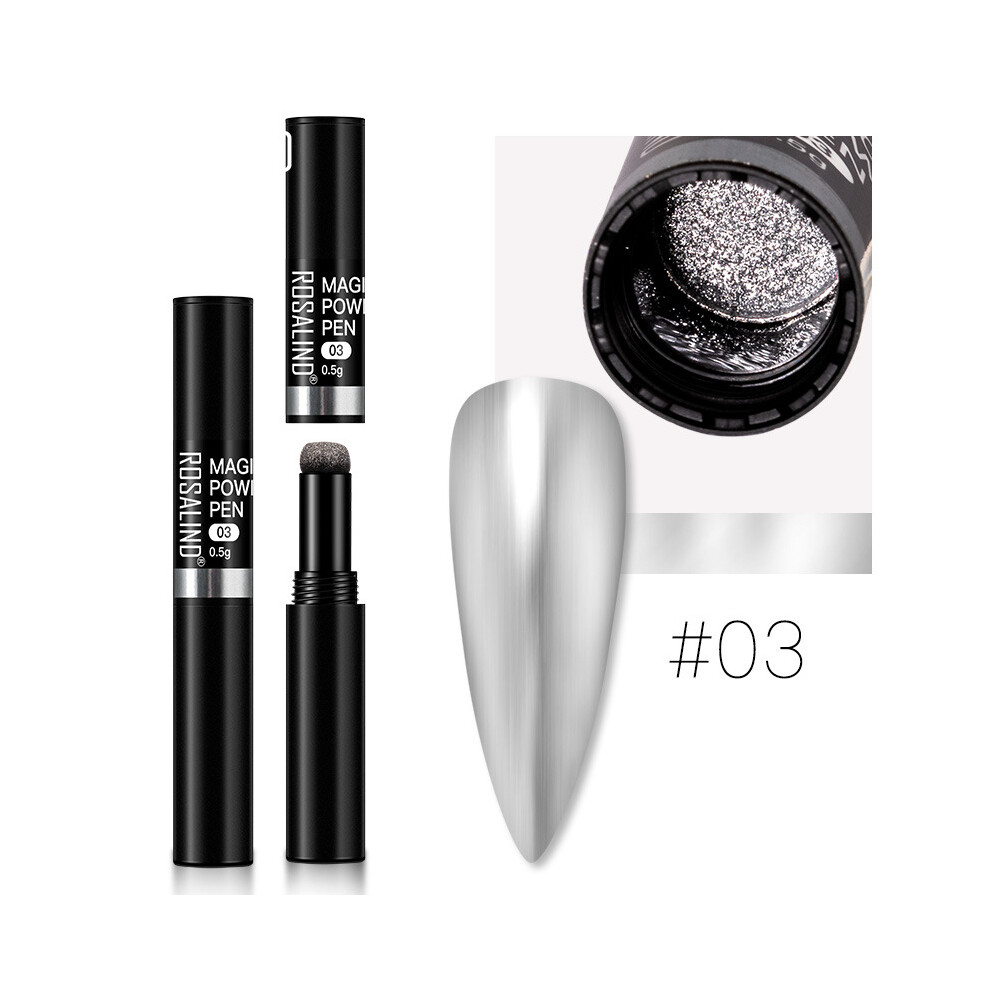 (#03) ROSALIND Manicure Magical Mirror Effect Nail Glitter Glossy Polish Lacquer Pen