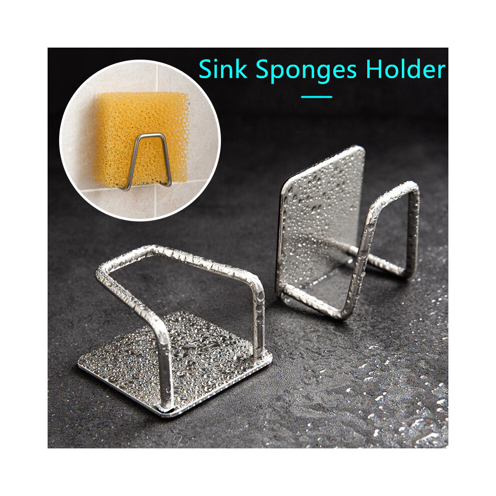 Self-Adhesive Kitchen Stainless Steel Sponge Holder & Sink Drain Drying Rack Organizer Accessories 113121521085