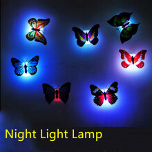 Color Changing Butterfly LED Night Light Kids Gift Desk Wall Decor with Suction Cup