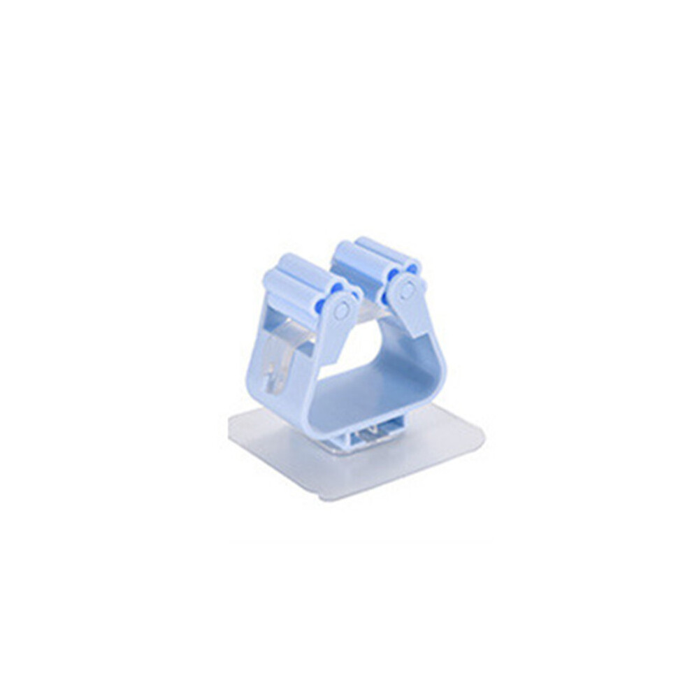 (Blue) Wall Mounted Mop Organizer Holder Broom Hanger Clip Seamless Bathroom Kitchen Rack 320997781820