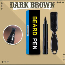 (Dark Brown) Beard Pencil Filler for Men Water-Proof Sweat-Proof Long Lasting Beard Pen with Micro-Fork Tip Applicator