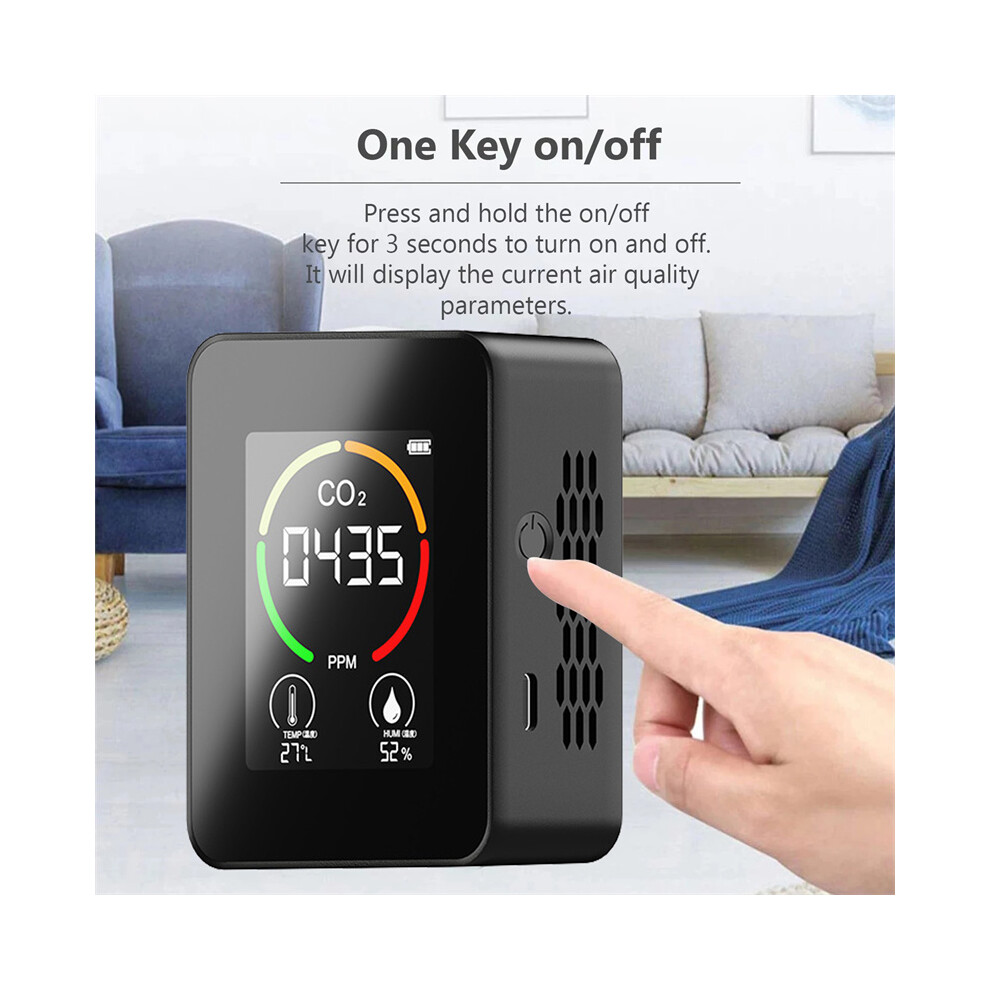 (Black) Air Monitor Co2 Carbon Dioxide Detector Greenhouse Warehouse Air Quality Temperature Humidity Monitor Fast Measurement Meter 110691401359